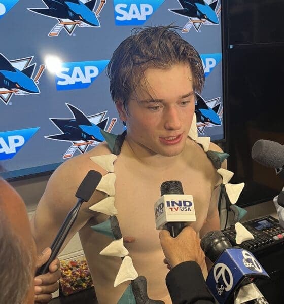 Ryan Reaves Introduces Sharks' New Player of the Game Award with Excitement