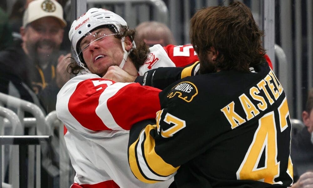 Mark Kastelic's Fight with Mo Seider Highlights Bruins vs Red Wings Clash