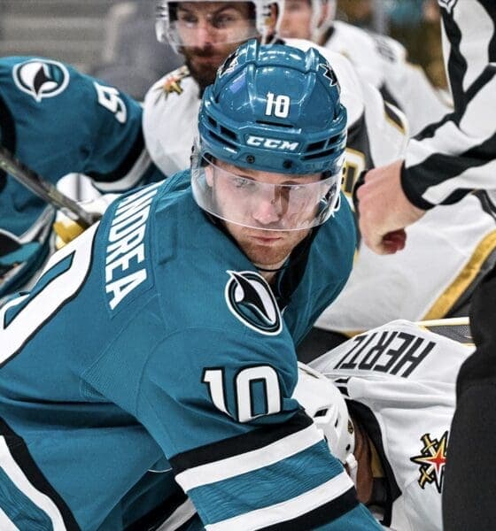 Dellandrea Discusses Konopka's Role in Boosting Sharks' Faceoff Success